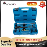 Инструмент для удаления свечей Podofo, 16 шт., поврежденный 10 мм экстрактор свечей свечи, ремонтный набор инструментов для VW/BMW/Mercedes Benz/Toyota/Alfa Romeo