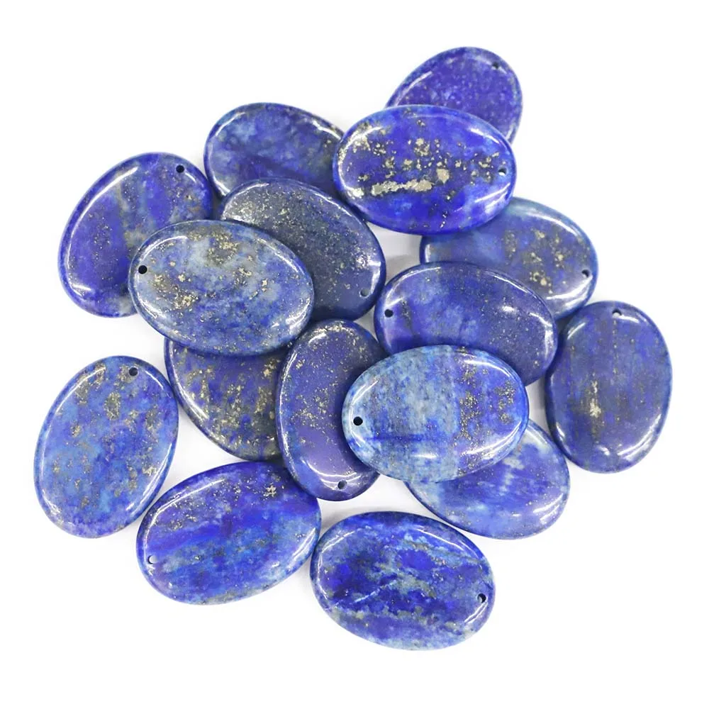 Good Quality Natural Stone Denier Oval Necklace Pendant Mineral Healing Fashion Reiki Charm DIY Jewelry Accessories Making 12Pcs