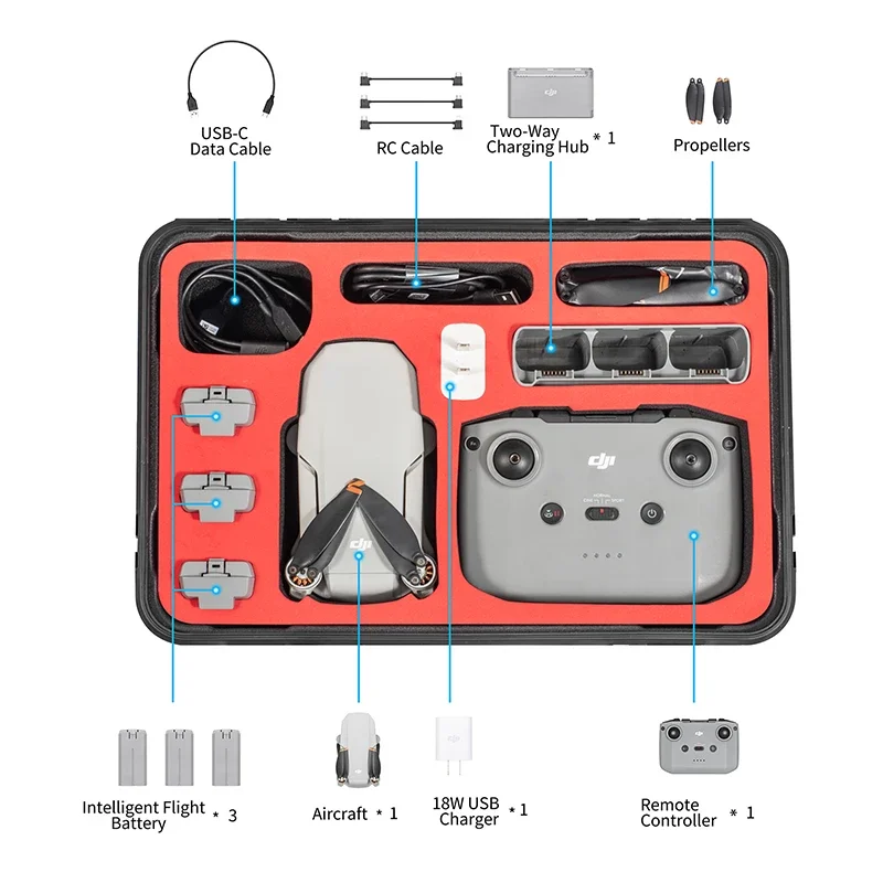 STARTRC for DJI Mini 4K/Mini2 SE Drone Accessories Storage Case Hard Shell Waterproof Box Portable Suitcase Travel Carrying Case