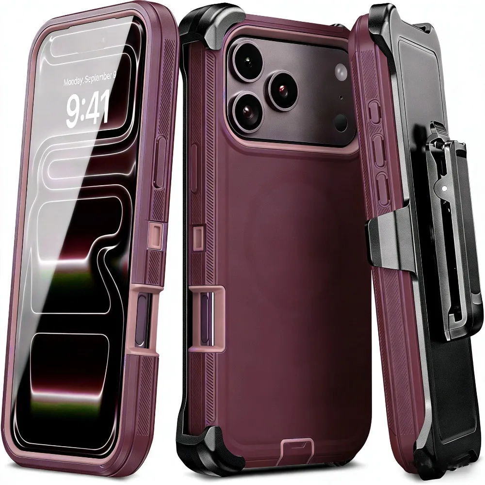 Ultimate Rugged Hybrid Phone Case with Screen Protector and Belt Clip - 3-in-1 Shockproof Cover