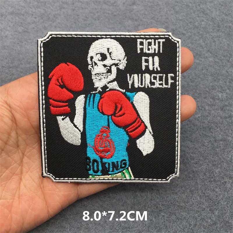 Flame Skull Embroidered Punk Patch
