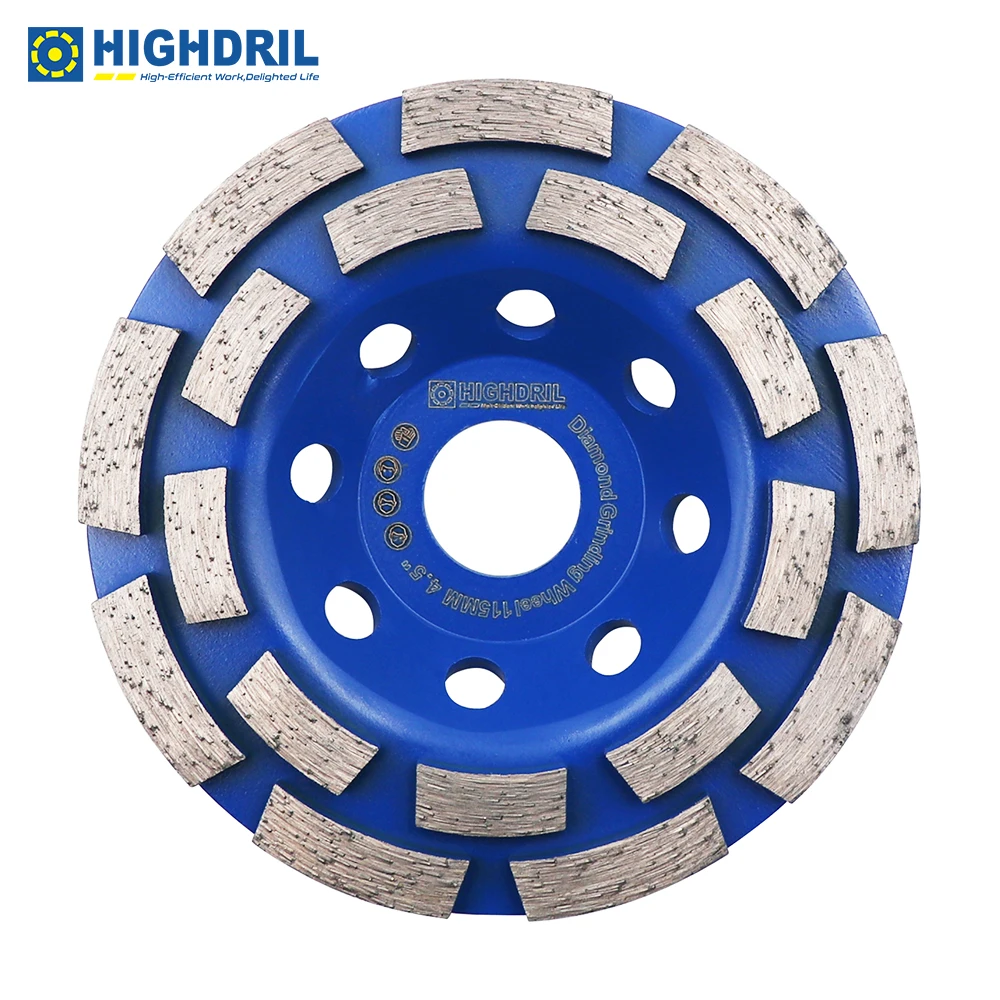 

HIGHDRIL Diamond Sintered Double Row Grinding Wheel Sanding Disc Cup-shaped 1pc Dia115mm/4.5inch For Concret Masonry Granite