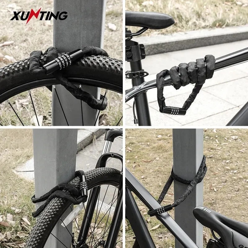 Bike Lock Xunting Bike Lock 4 Digit Code Combination 77cm for Bicycle Equipment MTB Anti-theft Mount Accessories