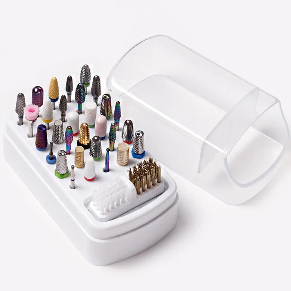 

Reusable Nail Drill Bits Storage Case 30-slot Manicure Grinding Head Box Nail Supply Clear Holder