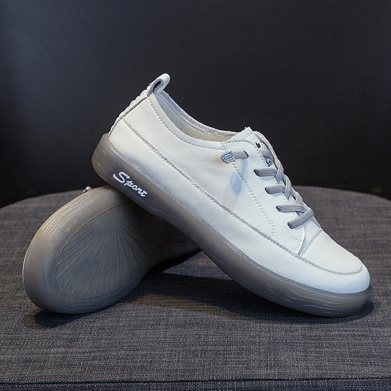 Sneakers Loafers Ladies Genuine Leather Large Size 41 42 Spring