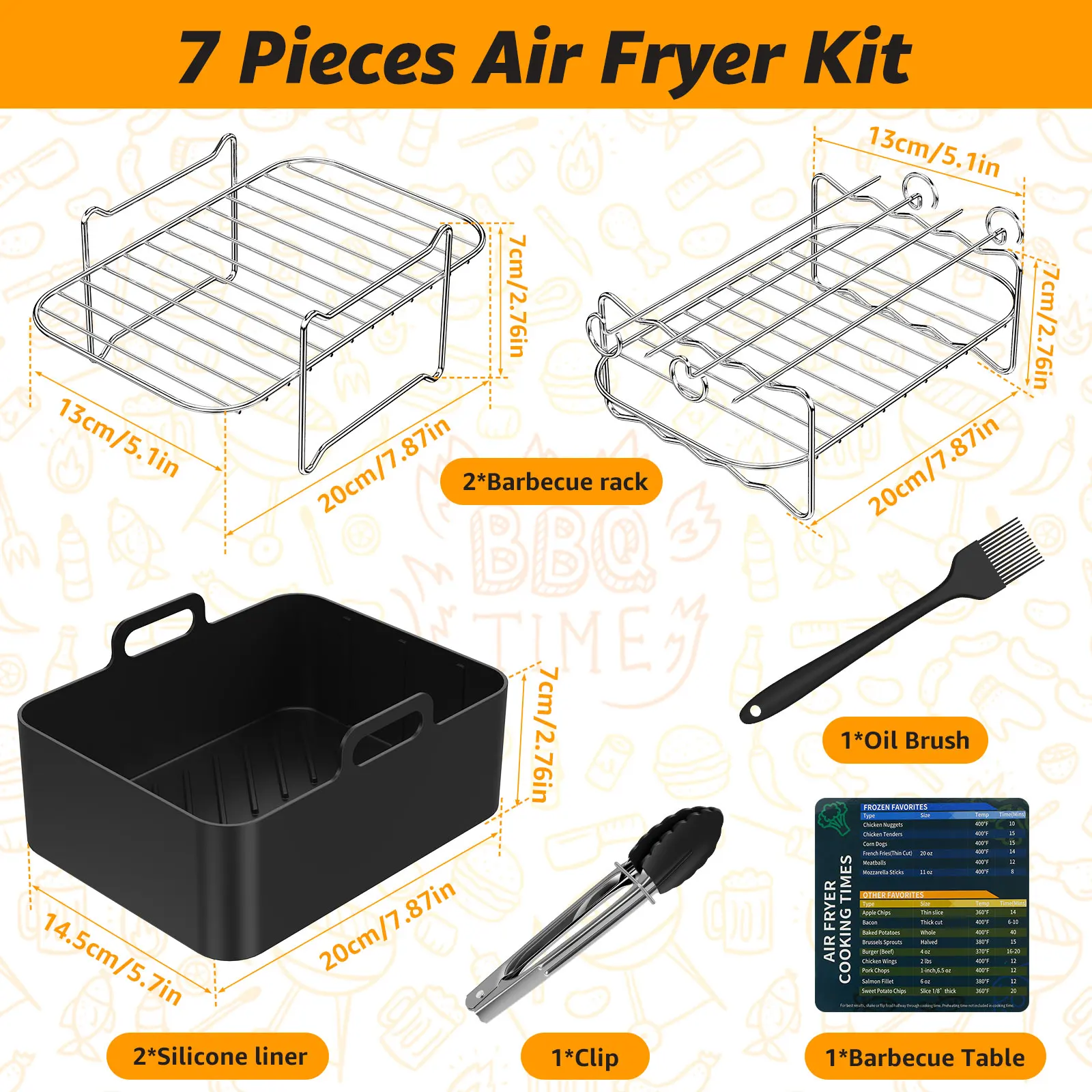 Obidodi Set 8 Pezzi Accessori Per Friggitrice Ad Aria – Compatibile Ninja Dual (AF300/AF400) E Altri