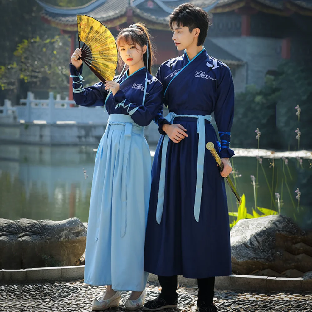 Ancient Chinese Hanfu Couple Male Plus-size Female Chinese Chivalrous Scholar Costume Antique Halloween Cosplay Costumes Women dvotinst newborn baby photography props scholar ancient costume desk book pen panda theme set studio shooting photo props