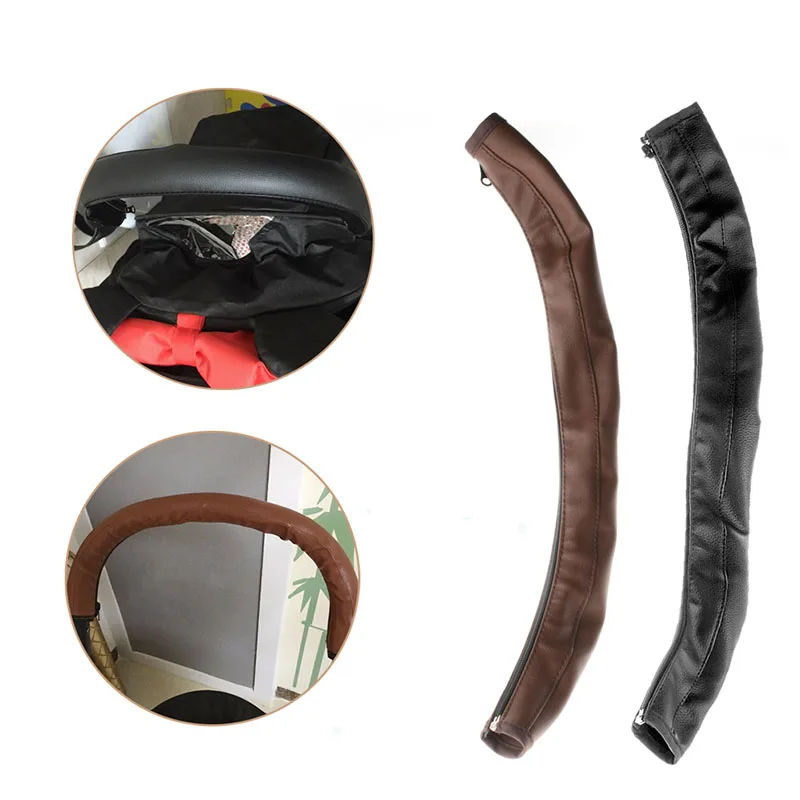 Baby Pushchair Pram Stroller Grip Handle Artificial PU Leather Sleeve Case Cover