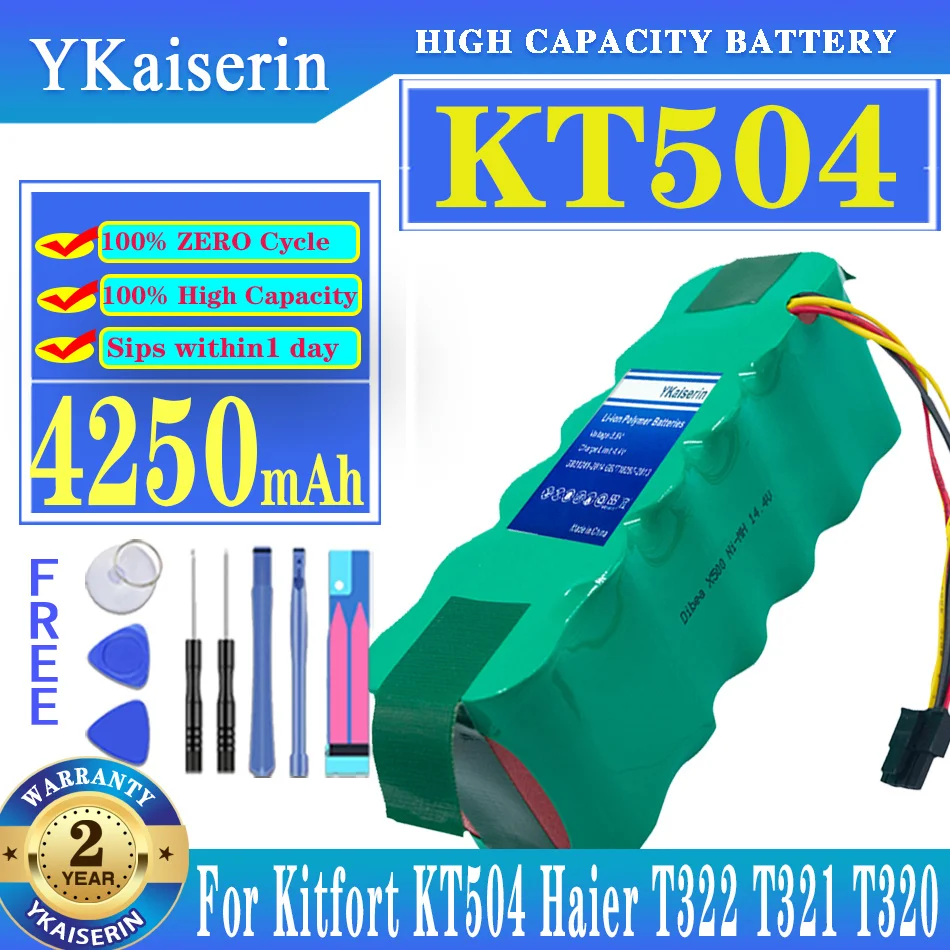 

YKaiserin 4250mAh Battery KT 504 for Haier T322 T321 T320 for Panda X500 X580 X600 Ecovacs Mirror CR120 for Kitfort KT504 Dibea