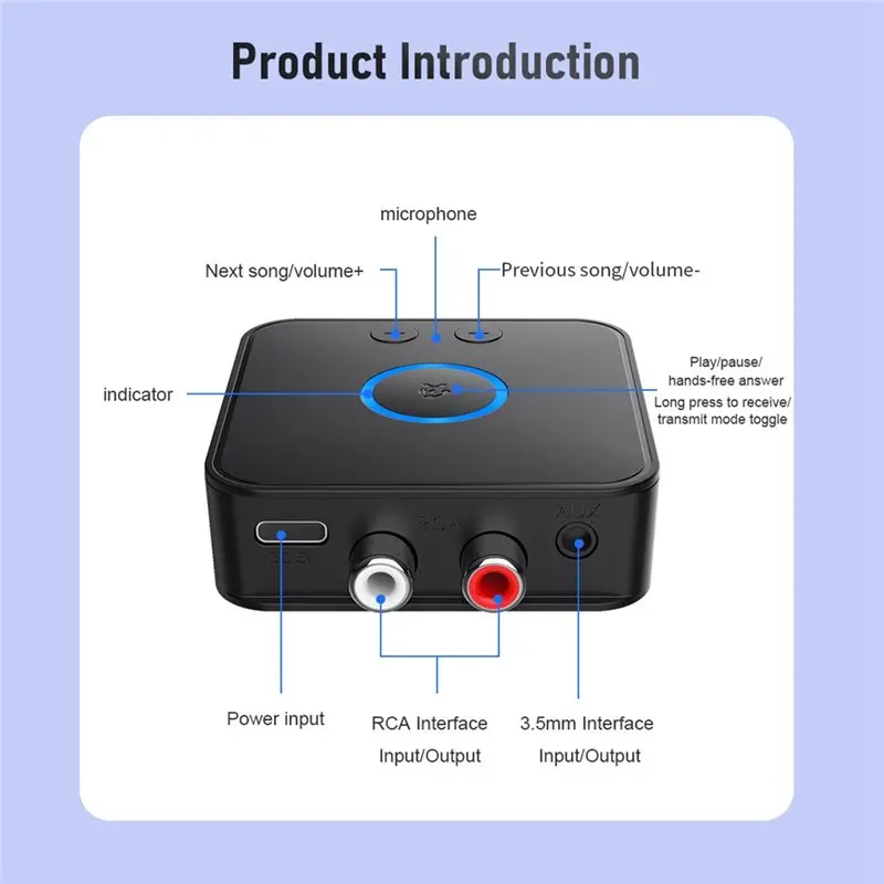 L93A-블루투스 6.0 송신기 수신기 오디오 블루투스 6.0 어댑터 수신기 Hi-Fi 3.5Mm 잭 For-RCA