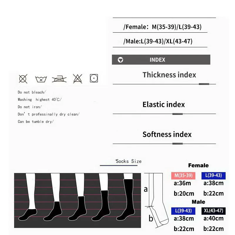 1 Pairs Winter Camping Ski Socks For Men Women Long Warm Socks Thick Compression Sports Snowboarding Hiking Thermal