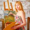 10pcs Paint Brushes Set, Fan Brushes Acrylic Paint Brushes Oil Painting Brushes with Nylon Hair & Short Wood Handle Painting 5