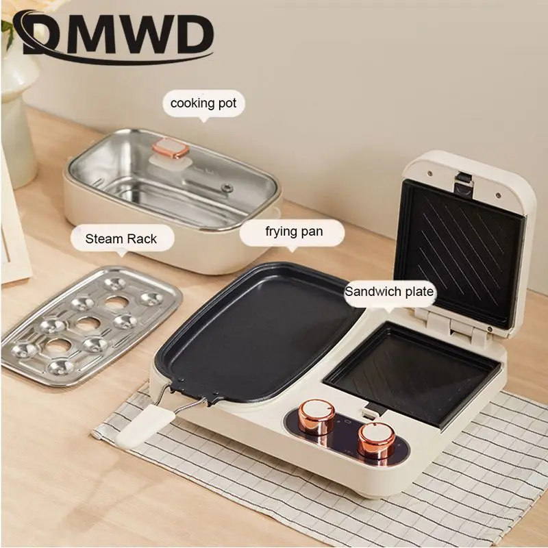 3in1 Household Breakfast Maker Toast Sandwich Baking Machine Fish Steak Omelette Frying pan Non-stick skillet Egg Noodles Boiler