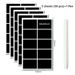 Waterproof Chalkboard Labels for Kitchen Jars - 10-100pcs Pack with White Pen (50pcs 1 shape)