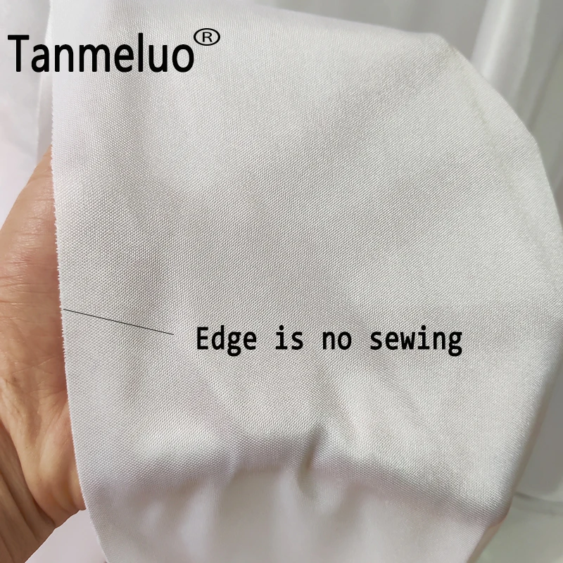 H80xL300 CM White Pleated Table Skirts Thick Soft Satin Ice Silk Tablecloth Cover Wedding Stage Table Skirting for Event Party