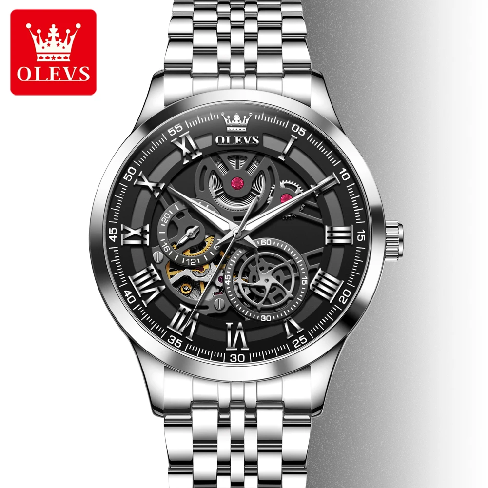 OLEVS 7076 ساعة رجالي ساعة ميكانيكية أوتوماتيكية م...