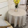 Round Tassel Plaid Tablecloths Heavy Weight Cotton Linen Fabric Dust-Proof Table Cover Kitchen Dining Party Tabletop Decorations 6