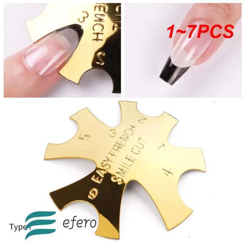 1 ~ 7 Pezzi Dimensioni French Smile Cut V Line Suggerimenti A Forma Di Mandorla Manicure Edge Trimmer Nail Cutter Acrilico Francese Nails Mold