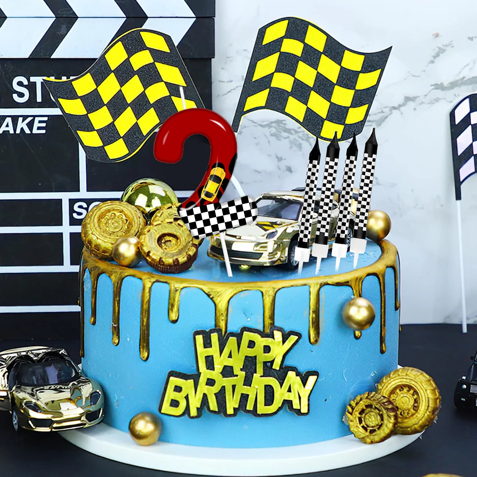7pcs red Racing Cars Themed Birthday for CakeCandles, Number0 1 2 3 4 5 6 7 8 9 10 Candle Birthday Cake Topper - Image 3