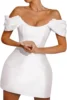 Short White Wedding Dress Satin Off The Shoulder Homecoming Dresses For Teens Mini Low Cut Cocktail Dress A Line Party Gowns 1