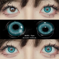 Vibrant Red Anime Cosplay Contact Lenses - Pink Costume Eye Lenses for Halloween and Role - Playing (Cyan - 14.2mm)