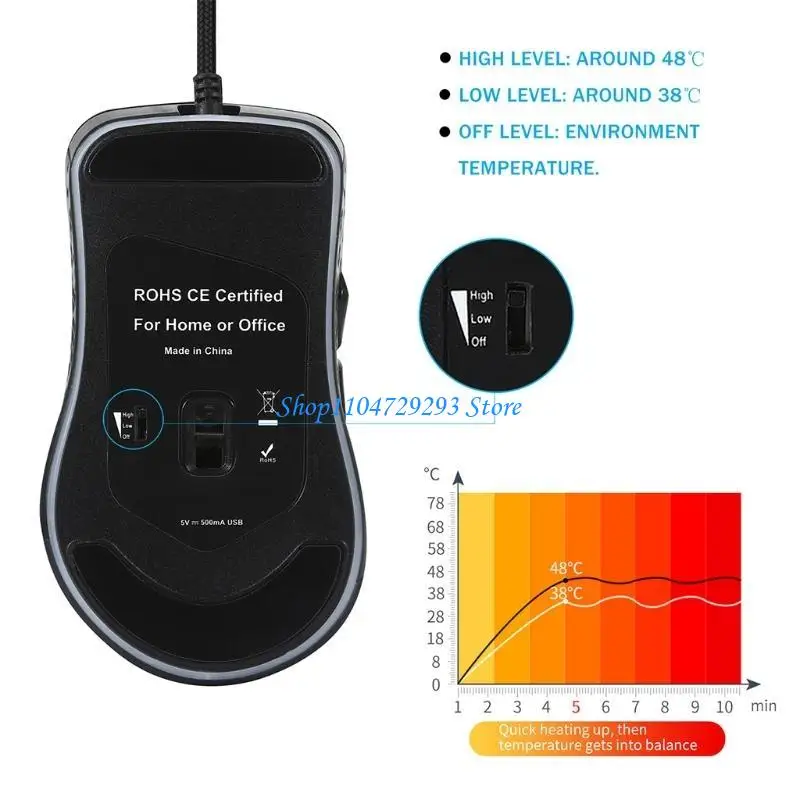 Y2GD Kablolu Isıtma Fare USB Optik Fareler 2400 DPI Ergonomik Fareler Sıcaklık 38-48 Derece 6 Düğmeler Isıtıcı Isıtmalı Fare