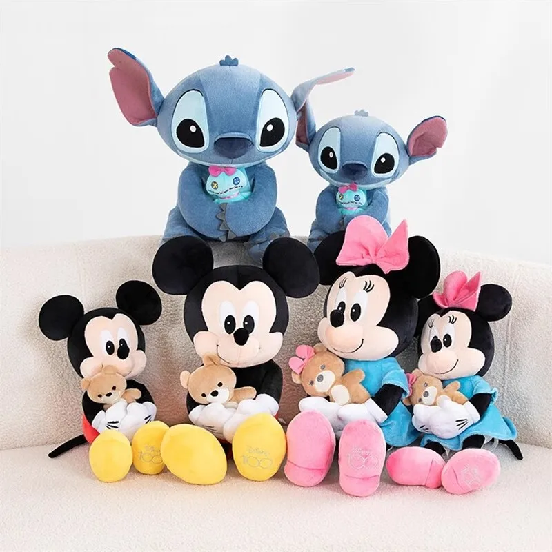 

20cm-30cm Cute Starry Baby Stitch Mickey Plush Doll 100th Anniversary Plush Fill Pillow Girl Children's Birthday Gift Doll