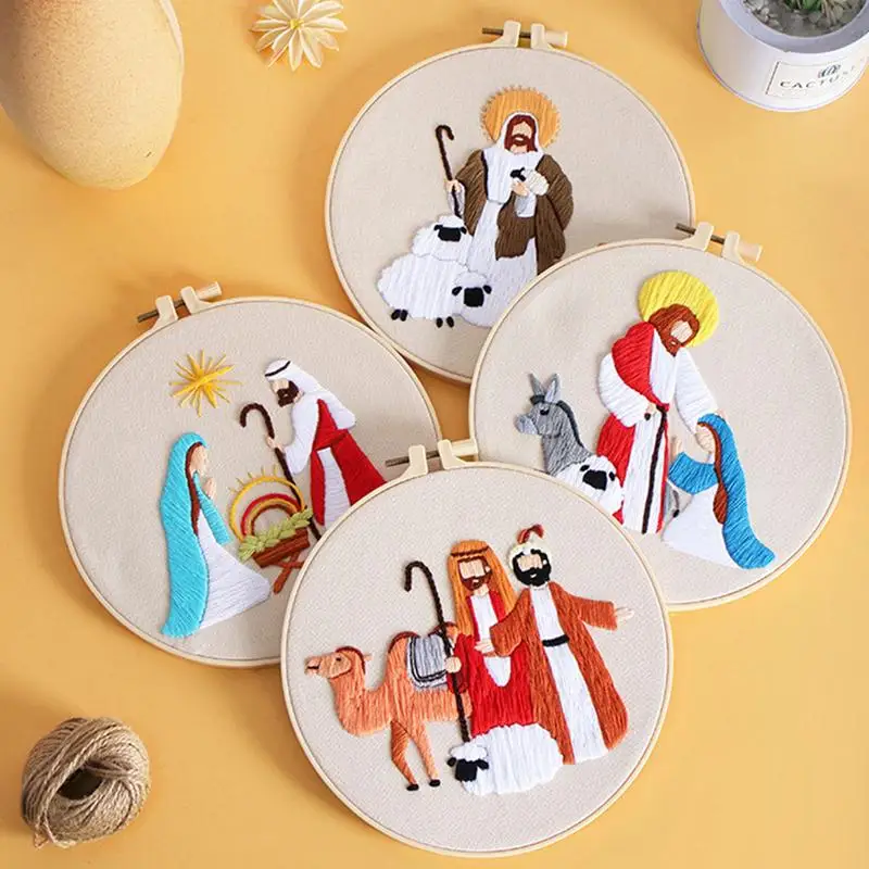 Christmas CrossStitch Nativity Scene Embroidery Kit CrossStitch Set Non-finished Products DIY Religious Vintage Embroidery