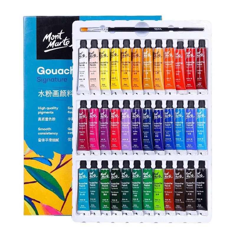 

12/18/24 Color Gouache Paint Set High Quality Artist Painting Professional Washable Watercolor 6/12ML Student Exam Art Supplies