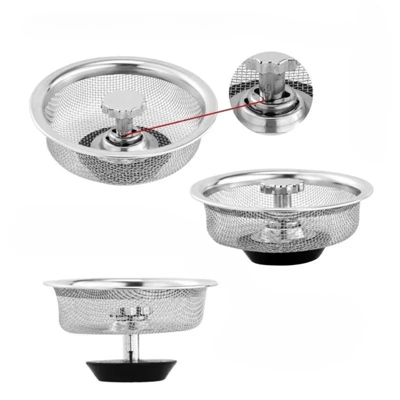 Kitchen Bathroom Sink Stainless Steel Filter Sewer Mesh Strainer Drain Basket Hole Hair Waste Filter
