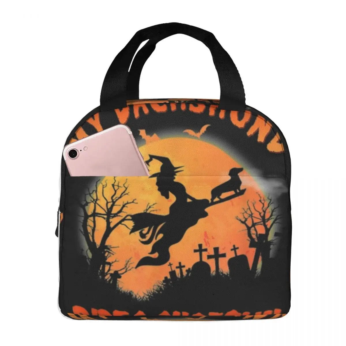 

Funny Dog Lover Halloween Insulated Lunch Bags Picnic Bags Thermal Cooler Lunch Box Lunch Tote for Woman Work Children School