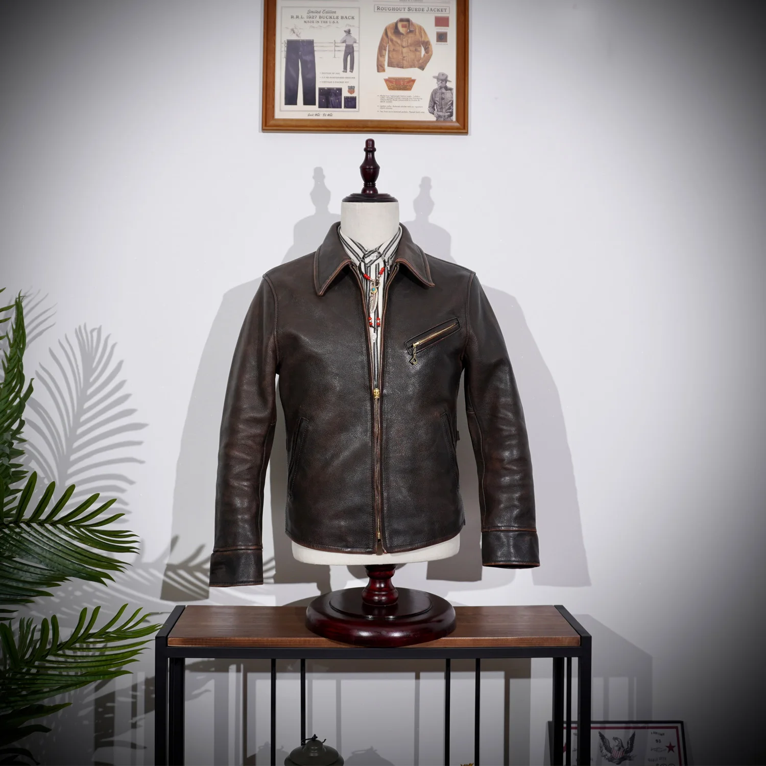 

Blunt Razor American Vintage Heavy Vegetable Tanned Aged 1930s Tea Core Horsehide Men's Biker Jacket