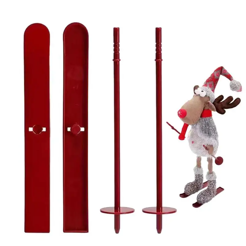 Miniature Snow Skis 2X Sporty Snowboards With Ski Poles Christmas Desktop Ornaments For Christmas Gnome And Decoration