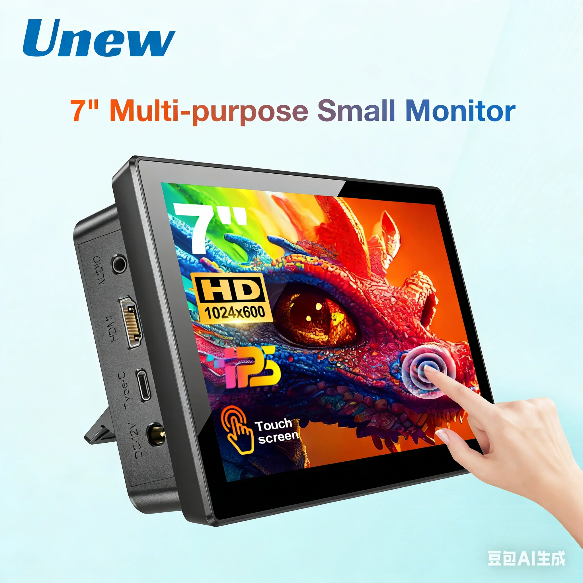 Unew 7 라즈베리 파이 5 4 3 터치 스크린 모니터 Raspi 드라이브 용 102..
