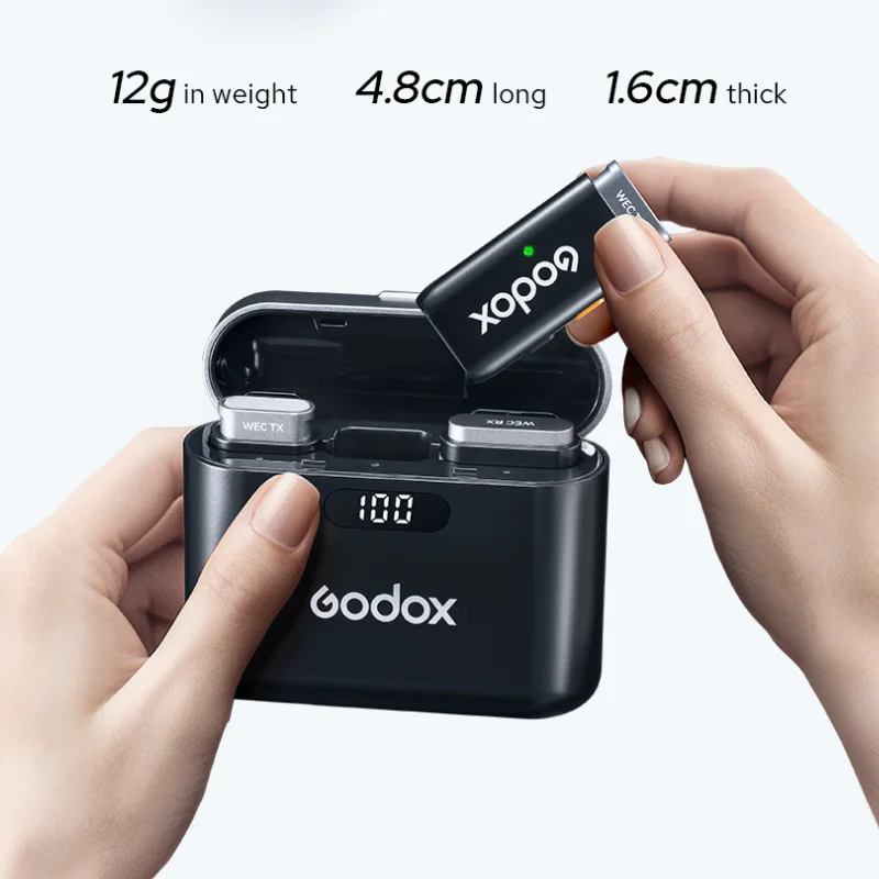 Godox WEC 무선 마이크 시스템 송신기 리시버 라이브 방송 감소 소음 마이크, DSLR 카메라 스마트폰용, 2.4GHz
