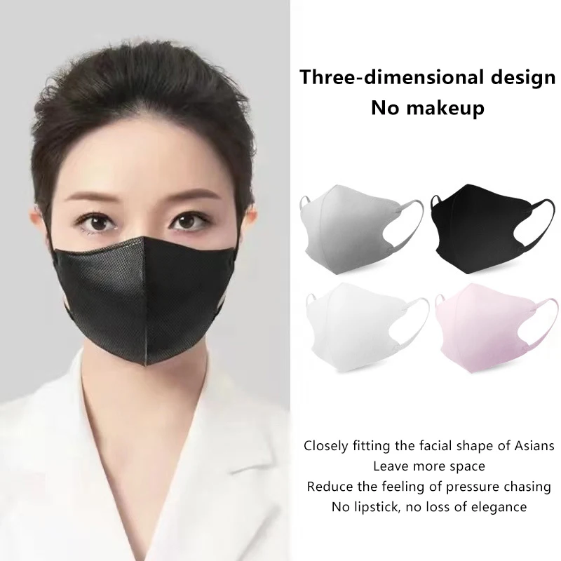 3D Disposable Protective Face Masks - Anti-Dust Cloth with Ear Loops in Black & White