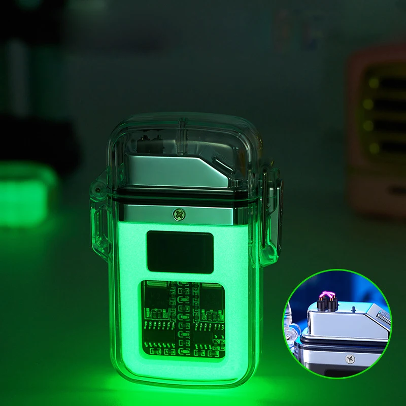 New Upgrade Transparent Shell Double Arc Windproof Waterproof Lighter USB Electronic Rechargeable Cigarette Lighter 5