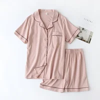Summer 2026 new cotton couple pajamas suit female short-sleeved shorts men's pajamas thin home service suit  pyjamas women pink - Image 3