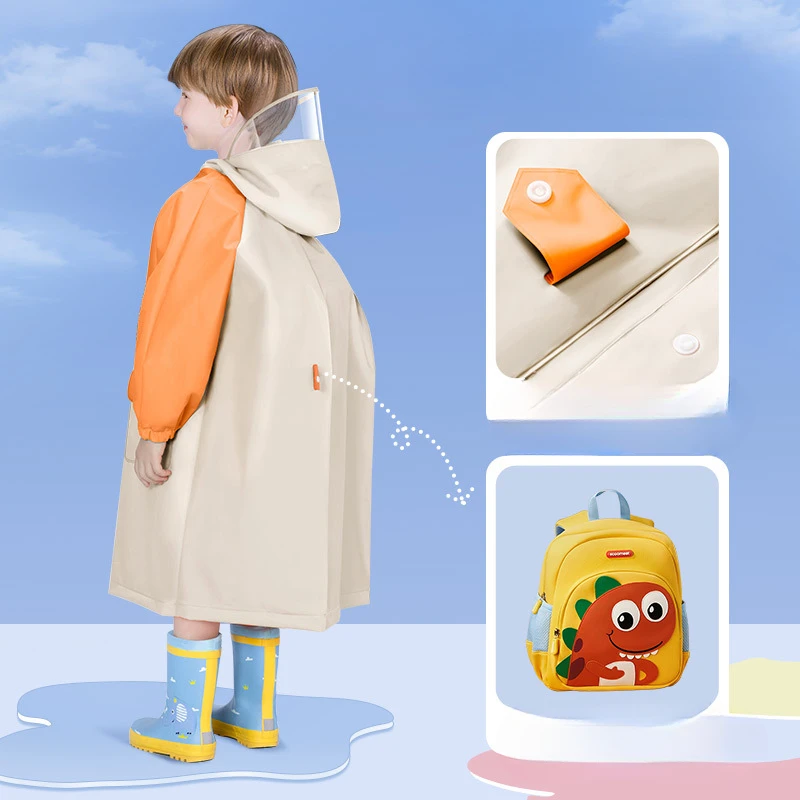 Children's Raincoat raincoat poncho School Style Waterproof Rain Poncho with Backpack Slot for Toddlers and Big Kids