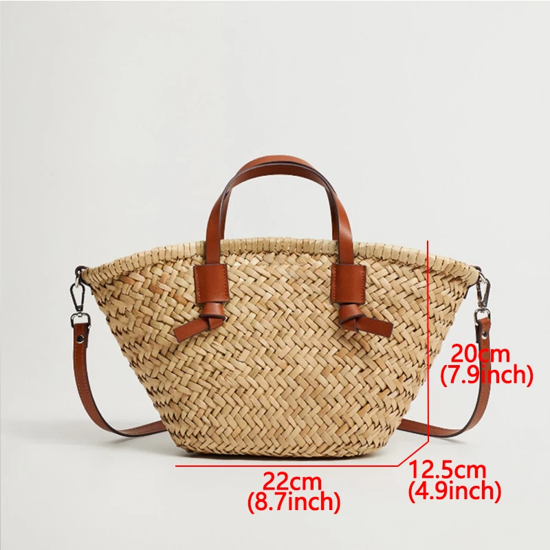 Casual Wicker Woven Basket Bags Rattan Women Handbags Handmade Summer Beach Straw Tote Bag Designer Shoulder Crossbody Bag 2024