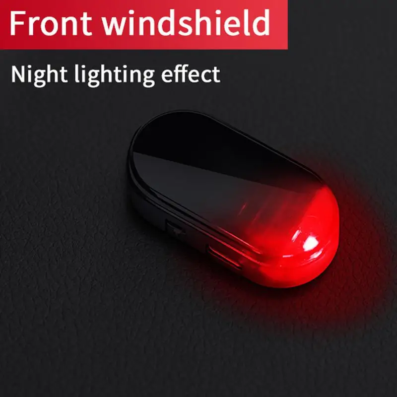 Luce di sicurezza finta per auto ad energia solare Blu/Rosso lampeggiante Simulato allarme Dummys Avvertimento wireless Lampada di avvertenza antifurto Stroboscopica - immagine 4