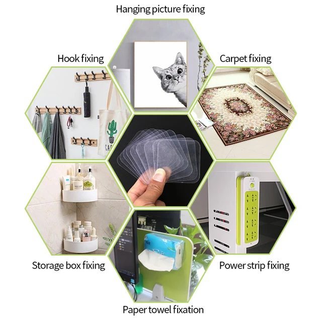 Nano Szalag Kétoldalas, Nem Jelölő Falmatrica Horgokhoz Erős Matrica Multifunkcionális Fürdőszoba Ragadós Csúszásgátló Fali Párnák - Image 6