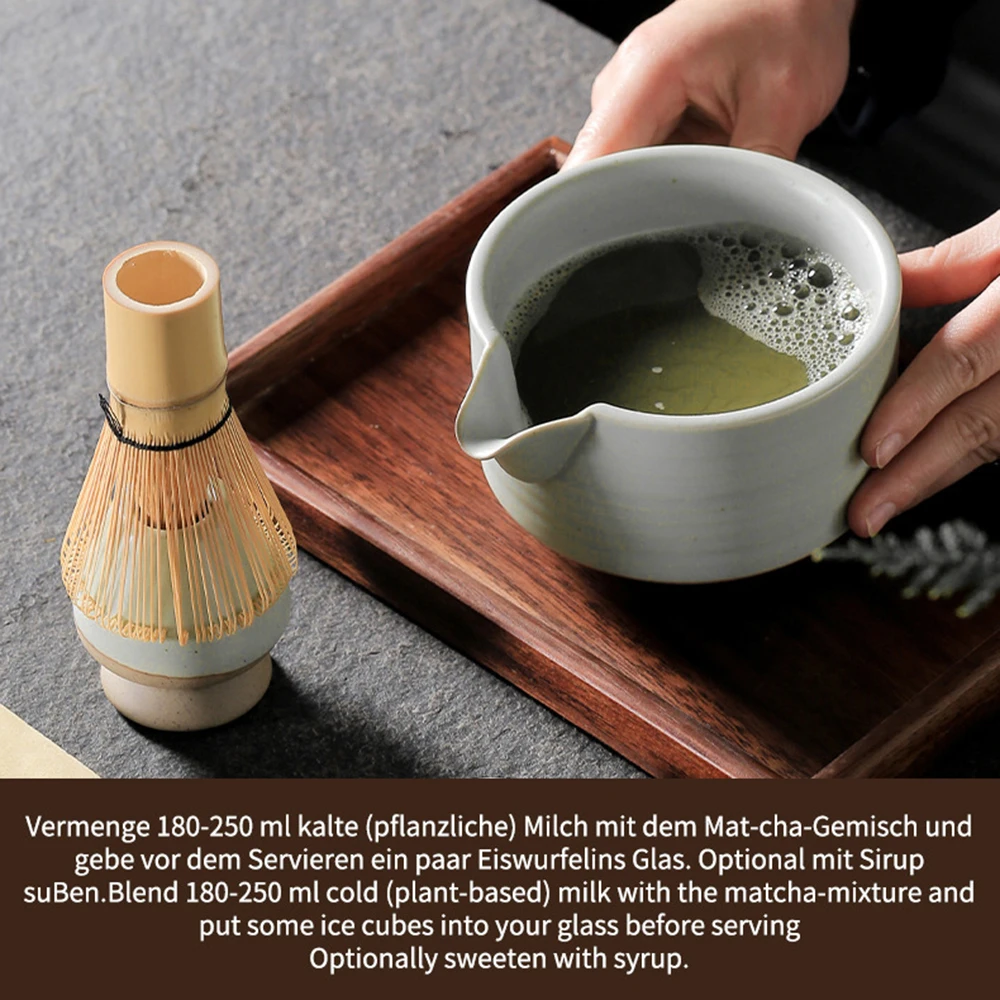 Description Picture 5 of item4Pcs Matcha Whisk Set Tea Ceremony Matcha Bowl Bamboo Whisk Grinder Brushes Tea Tools Holder Tea Accessories Teaware