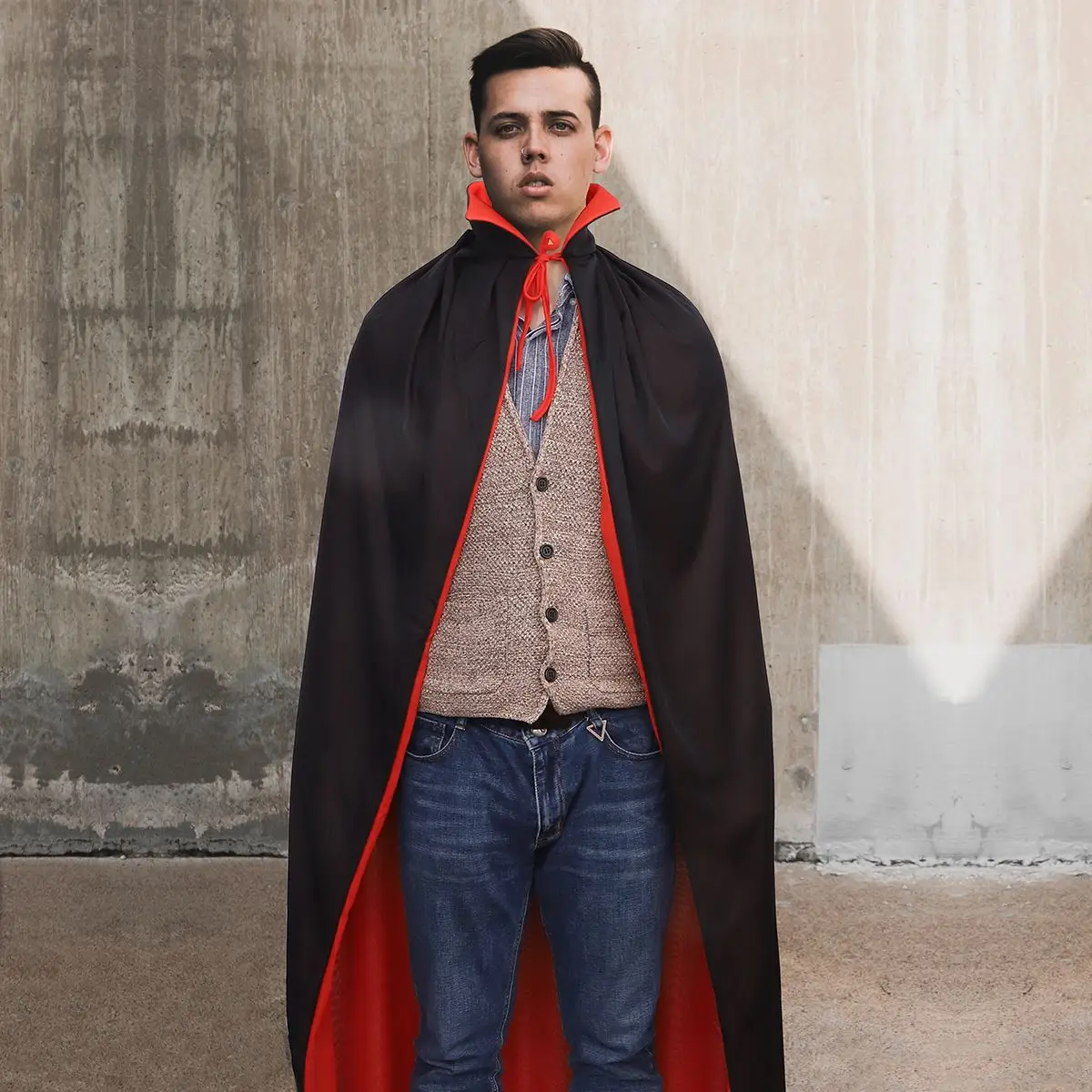 Halloween Pleuche Velvet Cloak Cape Women Men Clothes Cosplay Costume Stand Collar Cape Reversible Cap Witch Vampire Prop