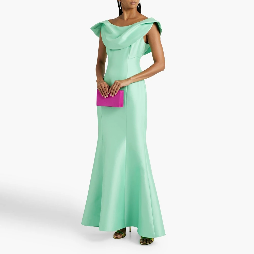 

Женское вечернее платье до щиколотки ROSELLA, мятно-зеленое плиссированное платье с круглым вырезом и открытой спиной, для торжественных случаев, новинка 2023