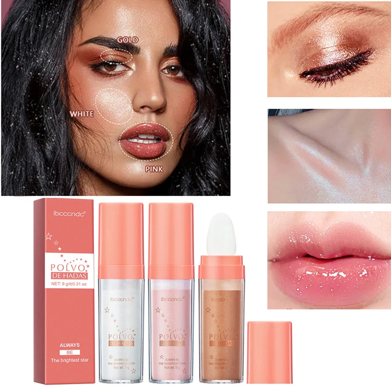 

Блестящий хайлайтер, пудра с высоким блеском, осветляющая пудра, блестящие тени для век, искусственная косметика для лица, 3 цвета