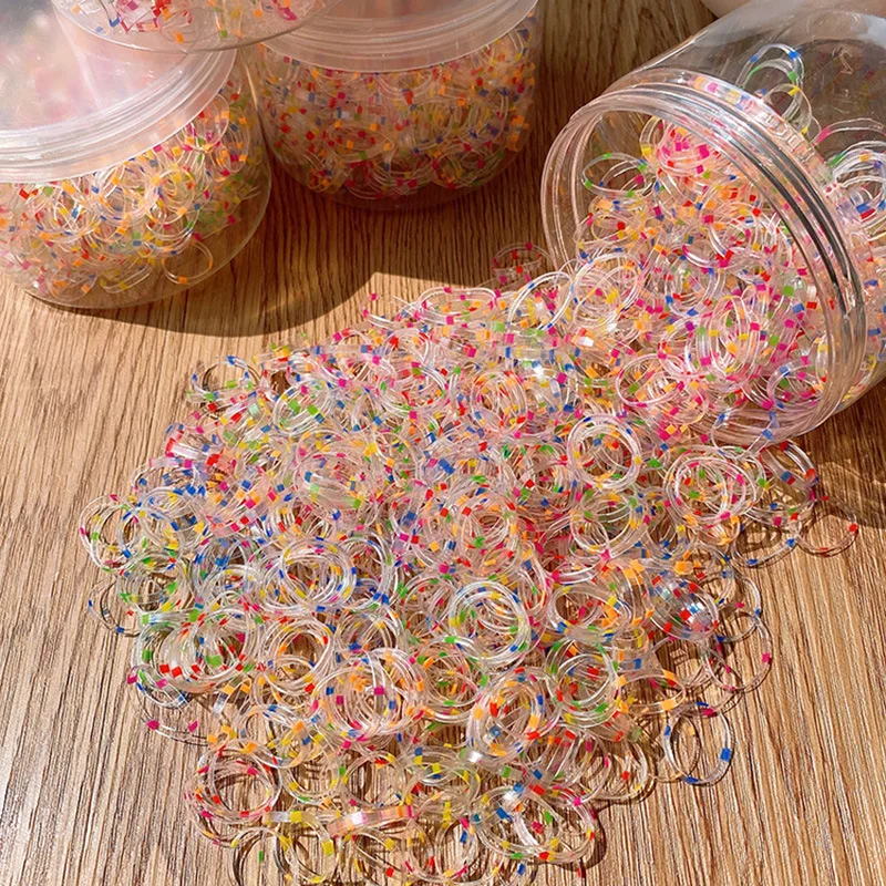 

500/800/1000/2000PCS Girls Disposable Rubber Band Hair Trumpet Children's Hair Ring Head Rope Cute Baby Color Rubber Band