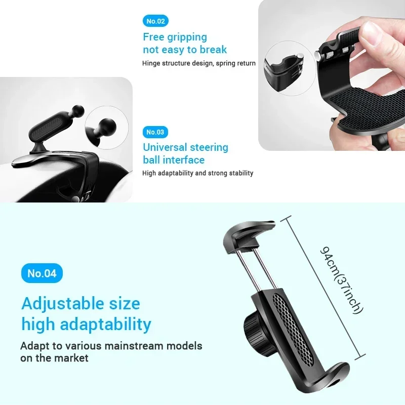 Car Mobile Phone Holder Easy Clip Mount Stand Panel Multi-Functional Universal Dashboard GPS Navigation Bracket Holder
