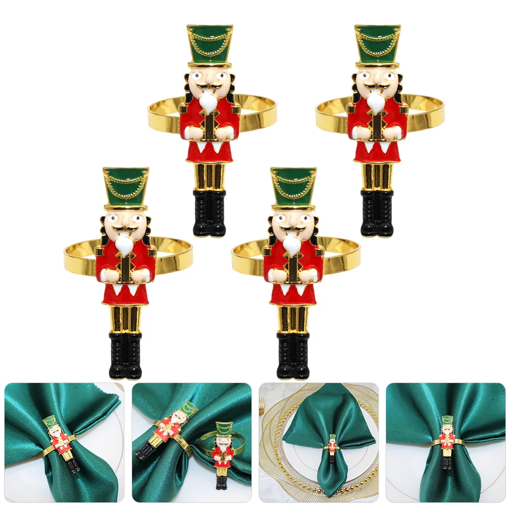 

Christmas Nutcracker Soldier Napkin Ring Serviette Holders Napkin Buckles New Year Wedding Banquet Party Table Decoration