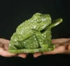 Feng Shui Decor Natural Jade Carved 3 Legged Toad Coins Statue Money Frog Ingots 1